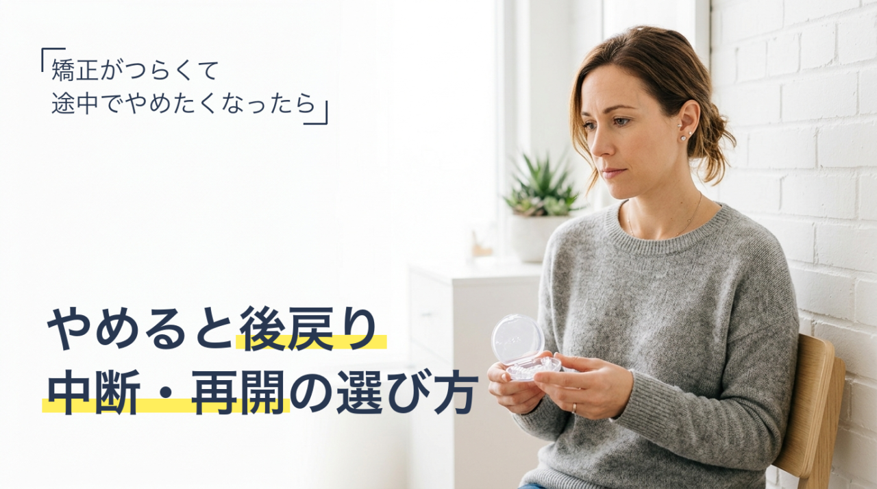 マウスピース矯正を途中でやめたいと悩む女性