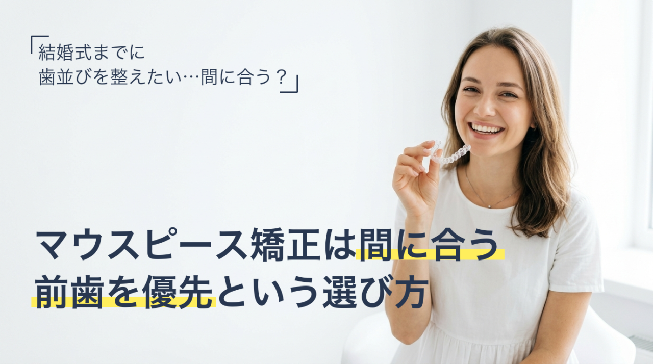 結婚式までにマウスピース矯正は間に合うか解説するサムネイル画像